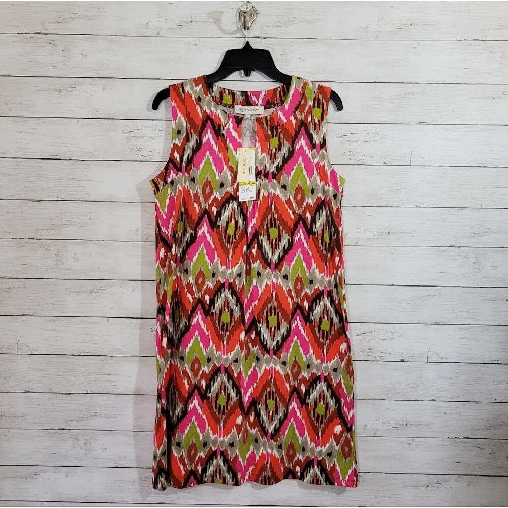 NWT Jones New York MOD 60s Style Colorful Print Sleeveless Shift Dress Sz Medium - Picture 9 of 9